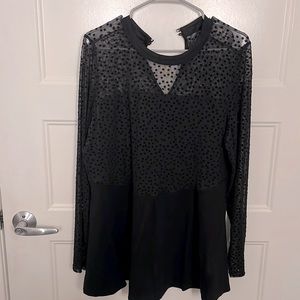 Black star print peplum blouse